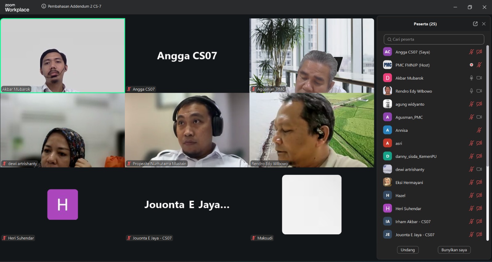 Zoom meeting 30 Maret 2026 pukul 14.30 di kantor Panglima Polim Jakarta Selatan Pembahasan Addendum 2 CS-7