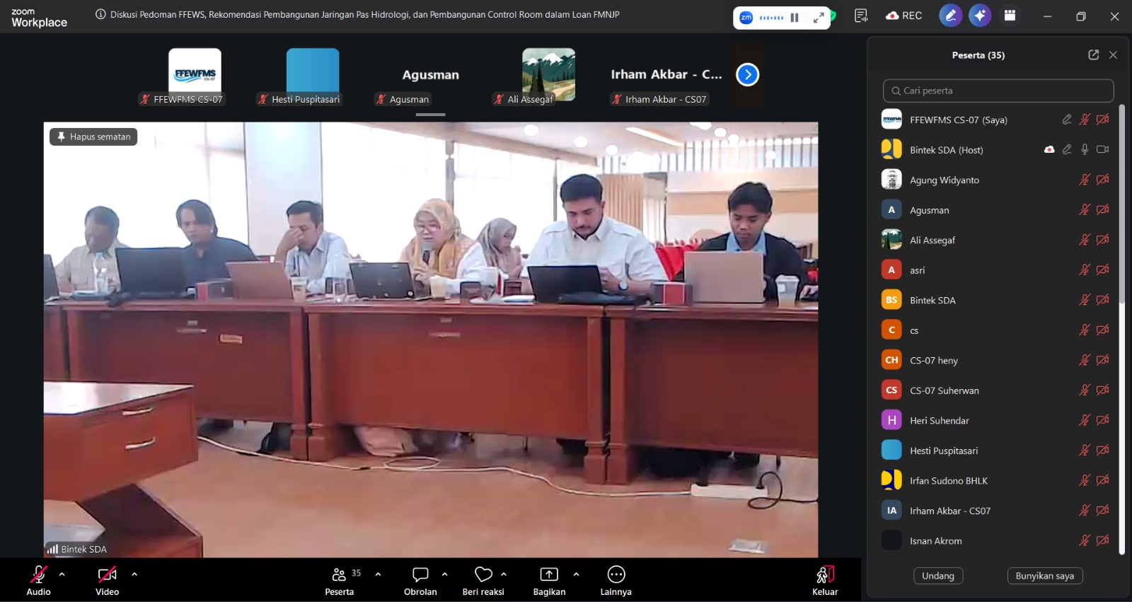 Diskusi Pedoman FFEWS, Rekomendasi Pembangunan Jaringan Pas Hidrologi, dan Pembangunan Control Room dalam Loan FMNJP